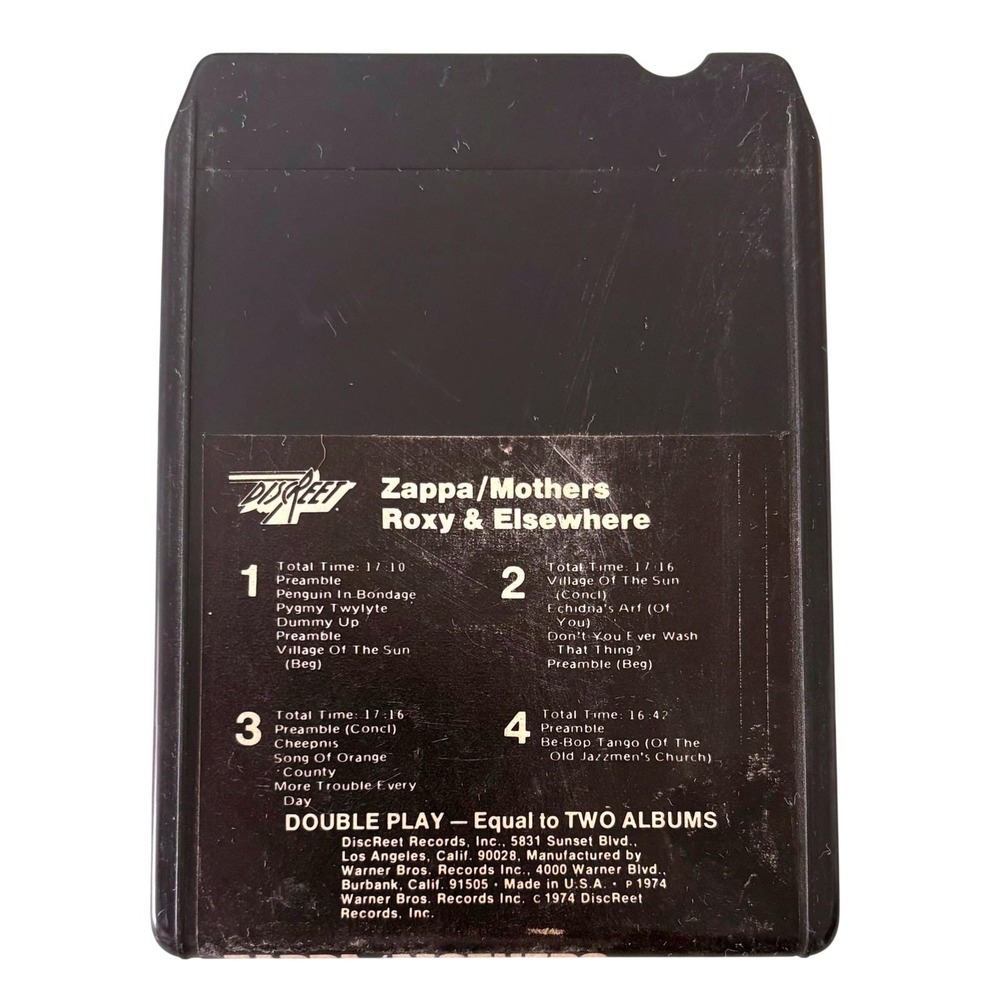 Frank Zappa Mothers Roxy & Elsewhere 8-Track Tape 1974 DiscReet DIS 2D8 2202